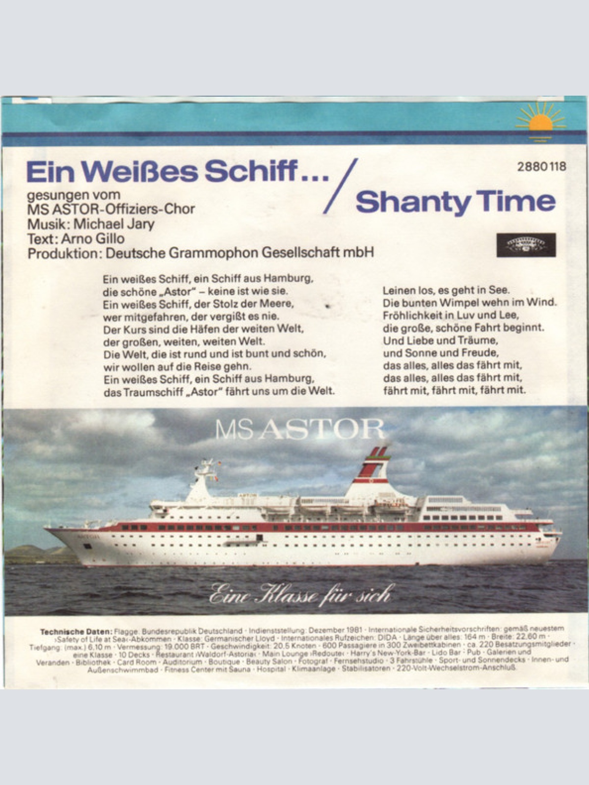 Vinyl / MS Astor "Offiziers-Chor" - Ein Weißes Schiff