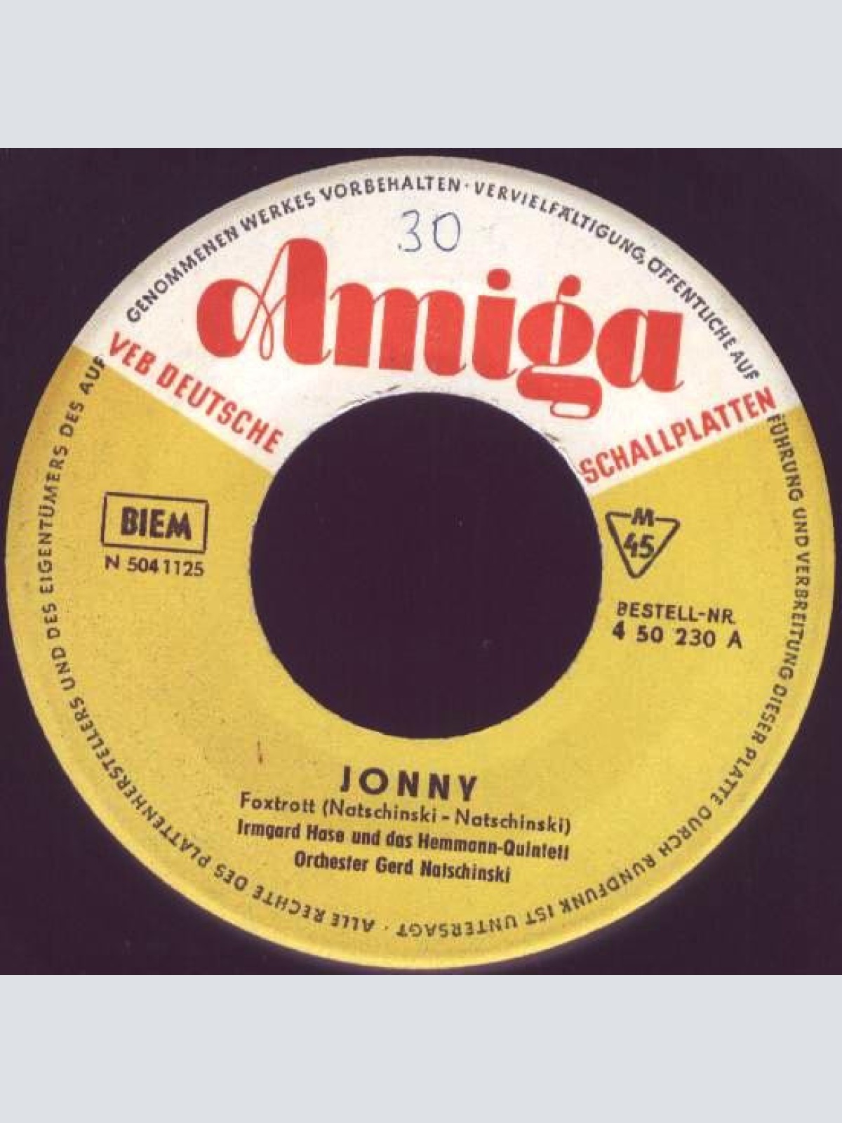 Vinyl / Irmgard Hase - Jonny / Reserviert Für Pierre