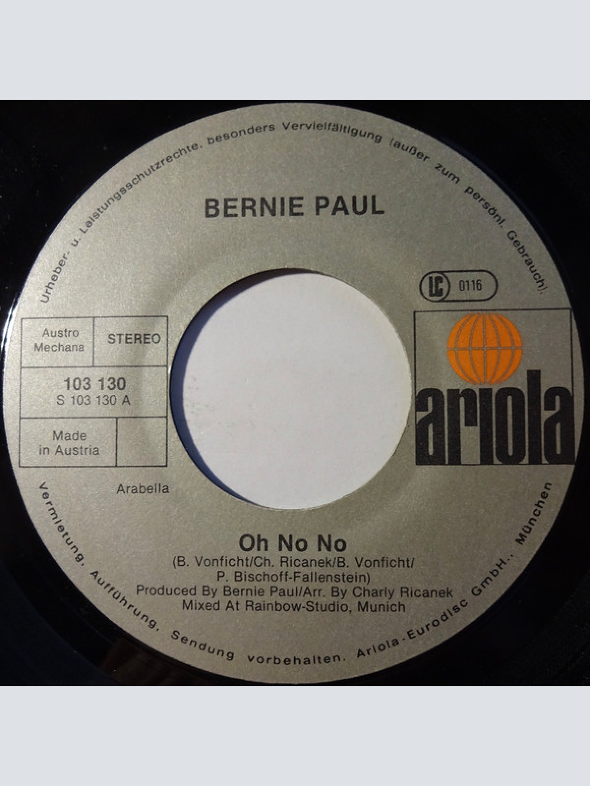 Vinyl / Bernie Paul - Oh No No / I Saw You
