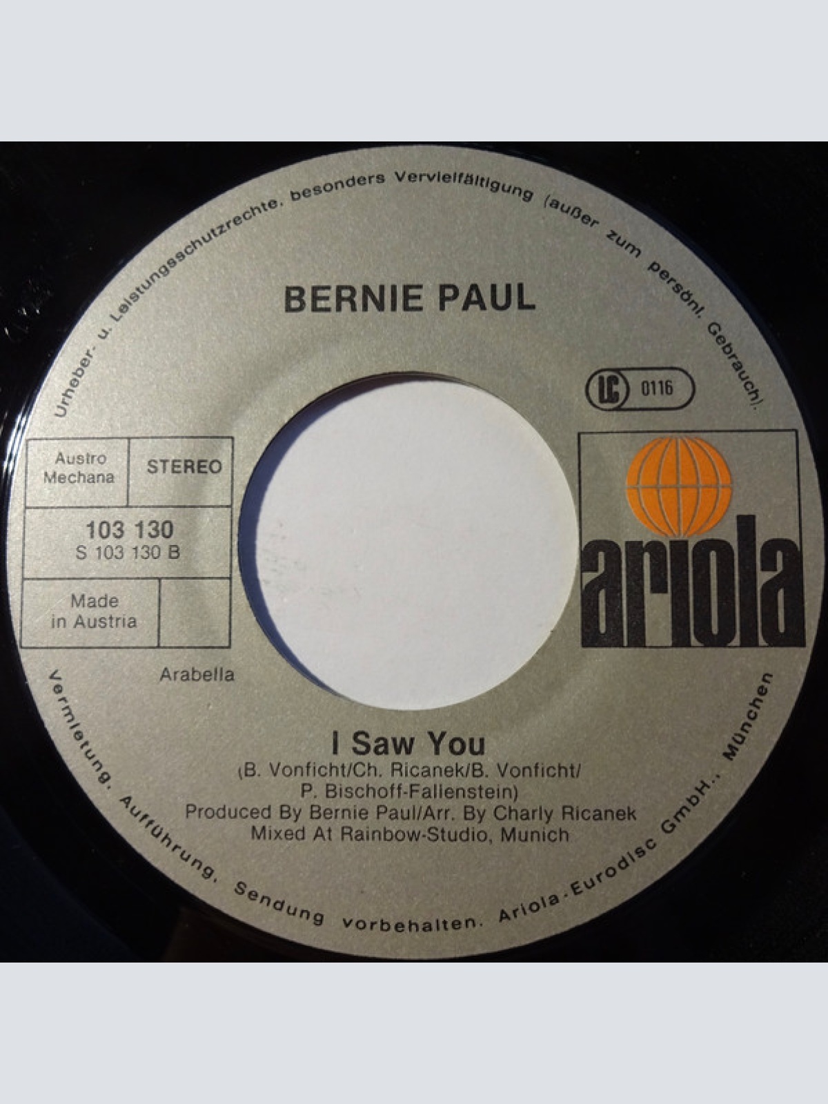 Vinyl / Bernie Paul - Oh No No / I Saw You