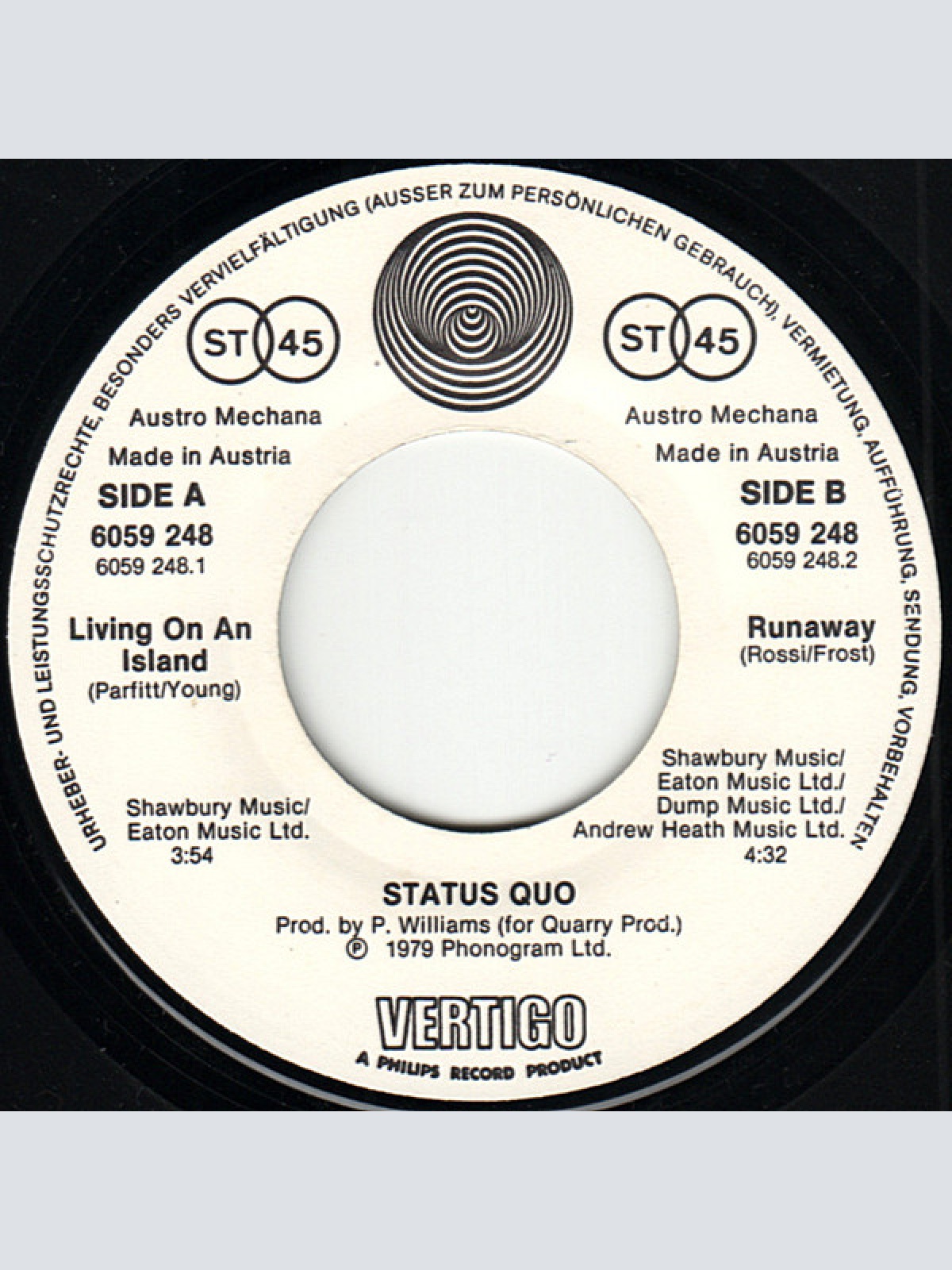 Vinyl / Status Quo - Living On An Island