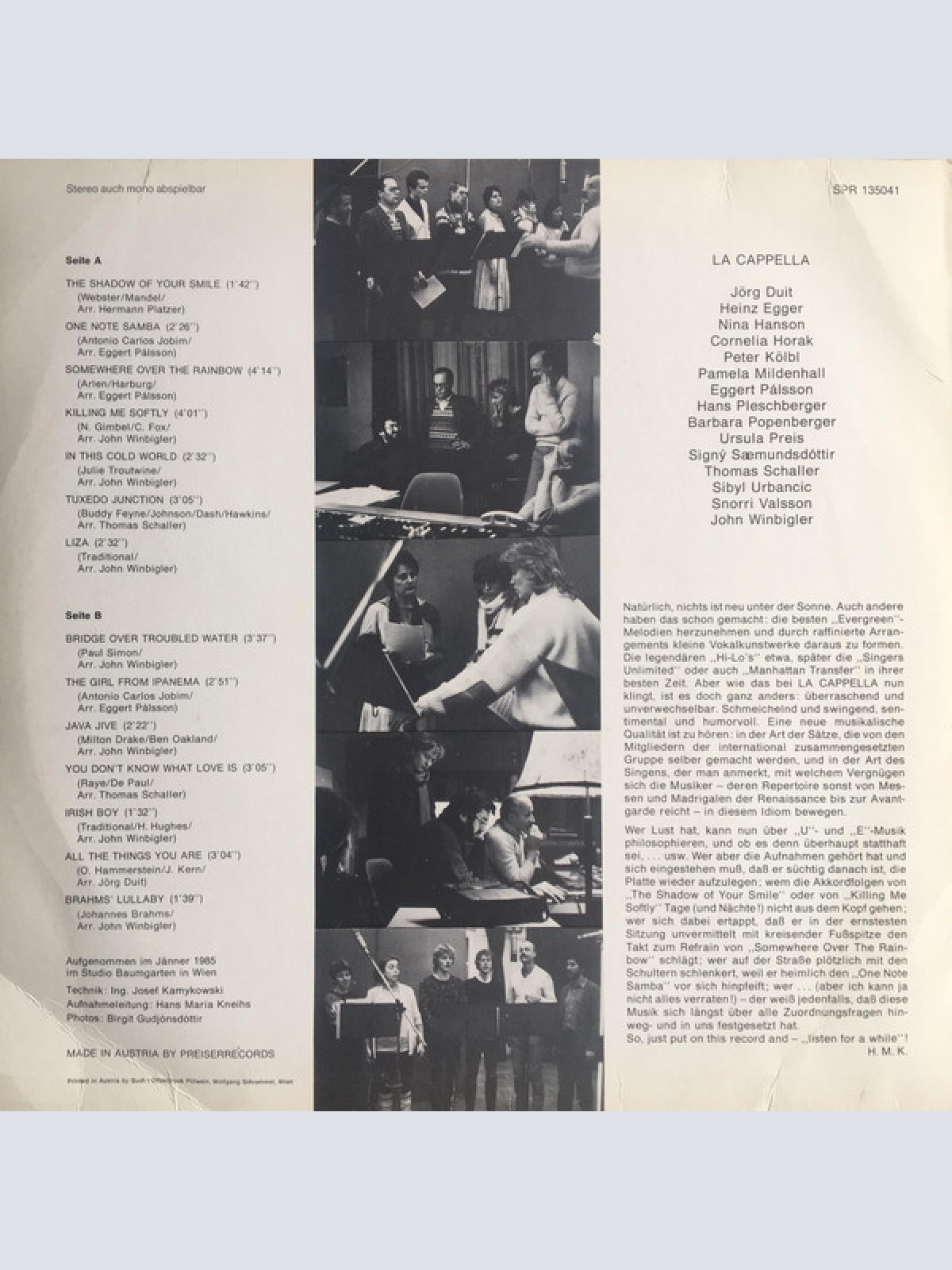 Vinyl / La Cappella - Listen For A While