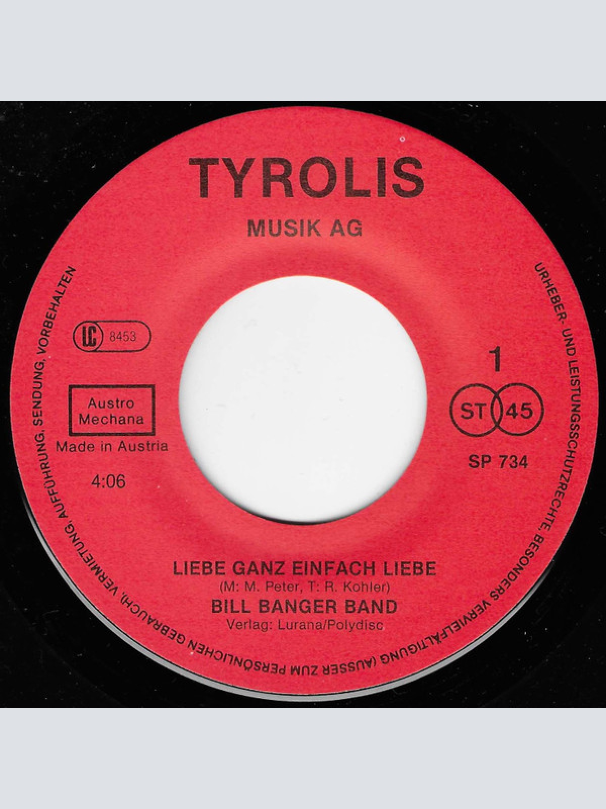 Vinyl / Bill Banger Band - Liebe Ganz Einfach Liebe