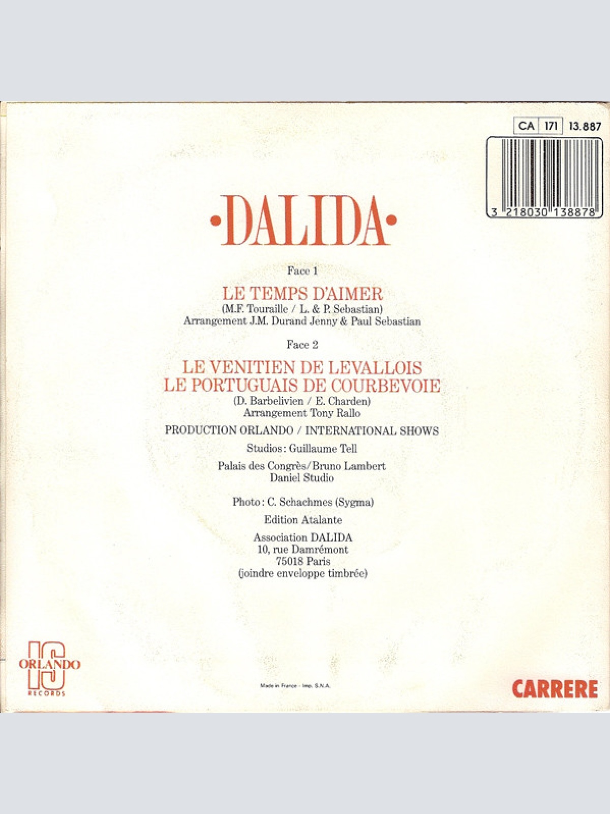 Vinyl / Dalida - Le Temps D'Aimer