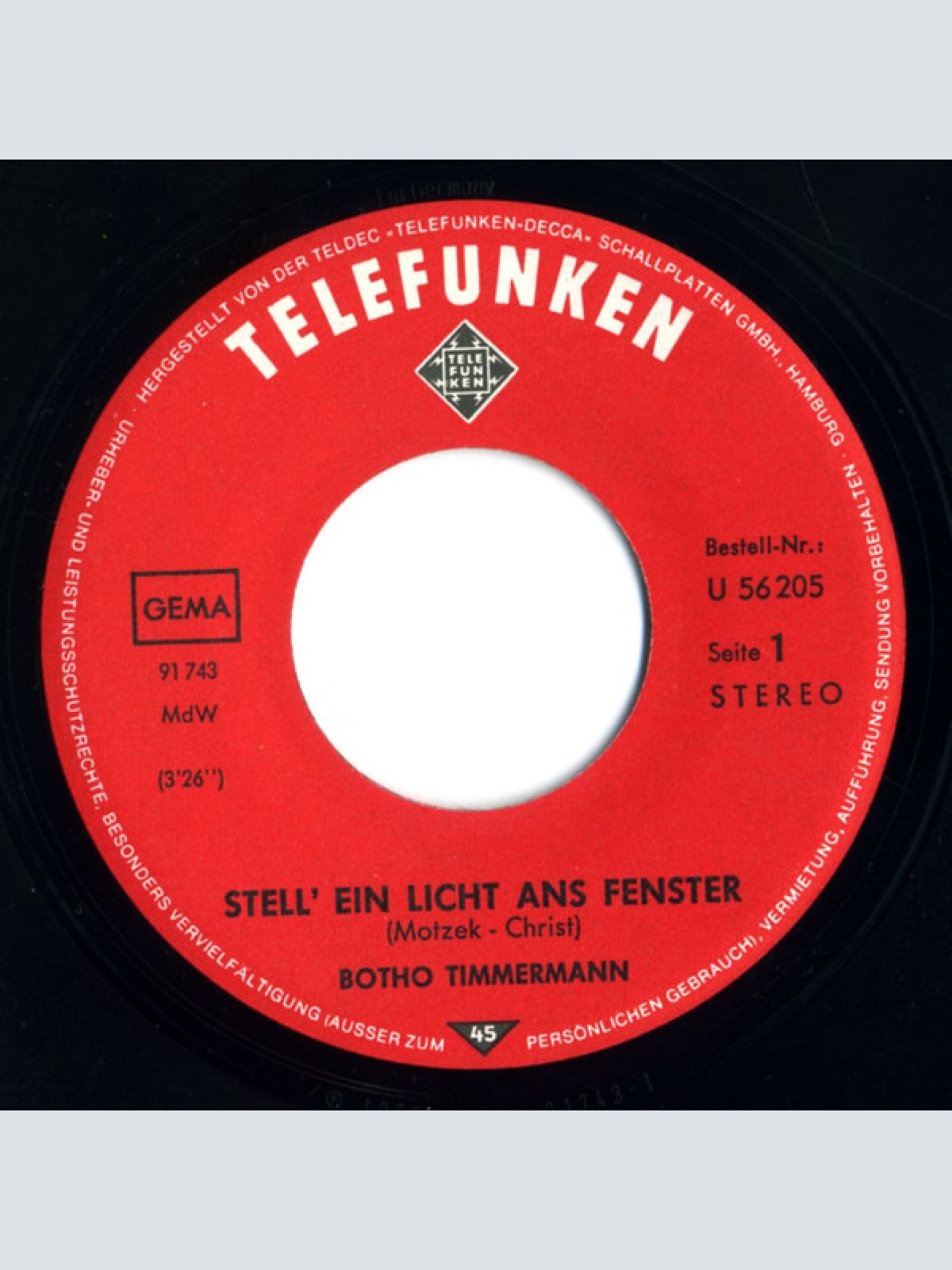 Vinyl / Botho Timmermann - Stell' Ein Licht Ans Fenster / Ohne Dich