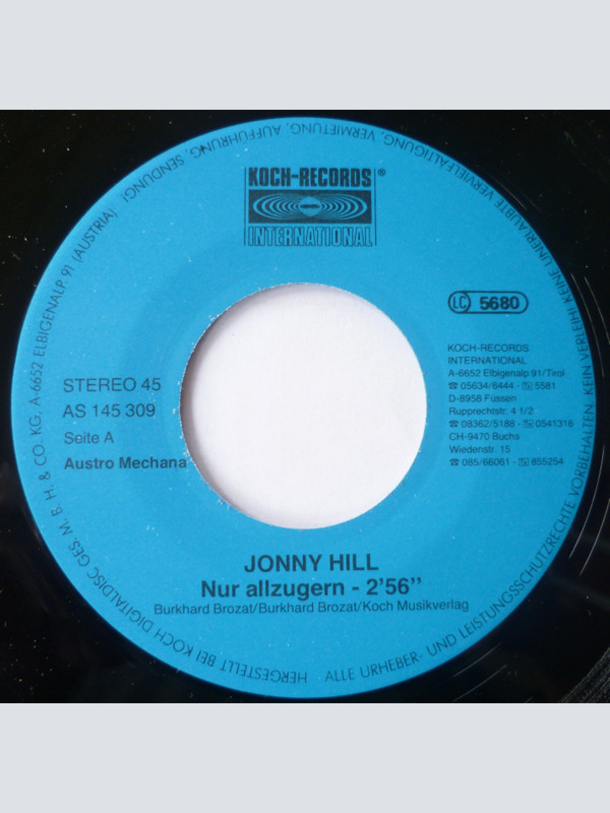 Vinyl / Jonny Hill - Nur Allzugern