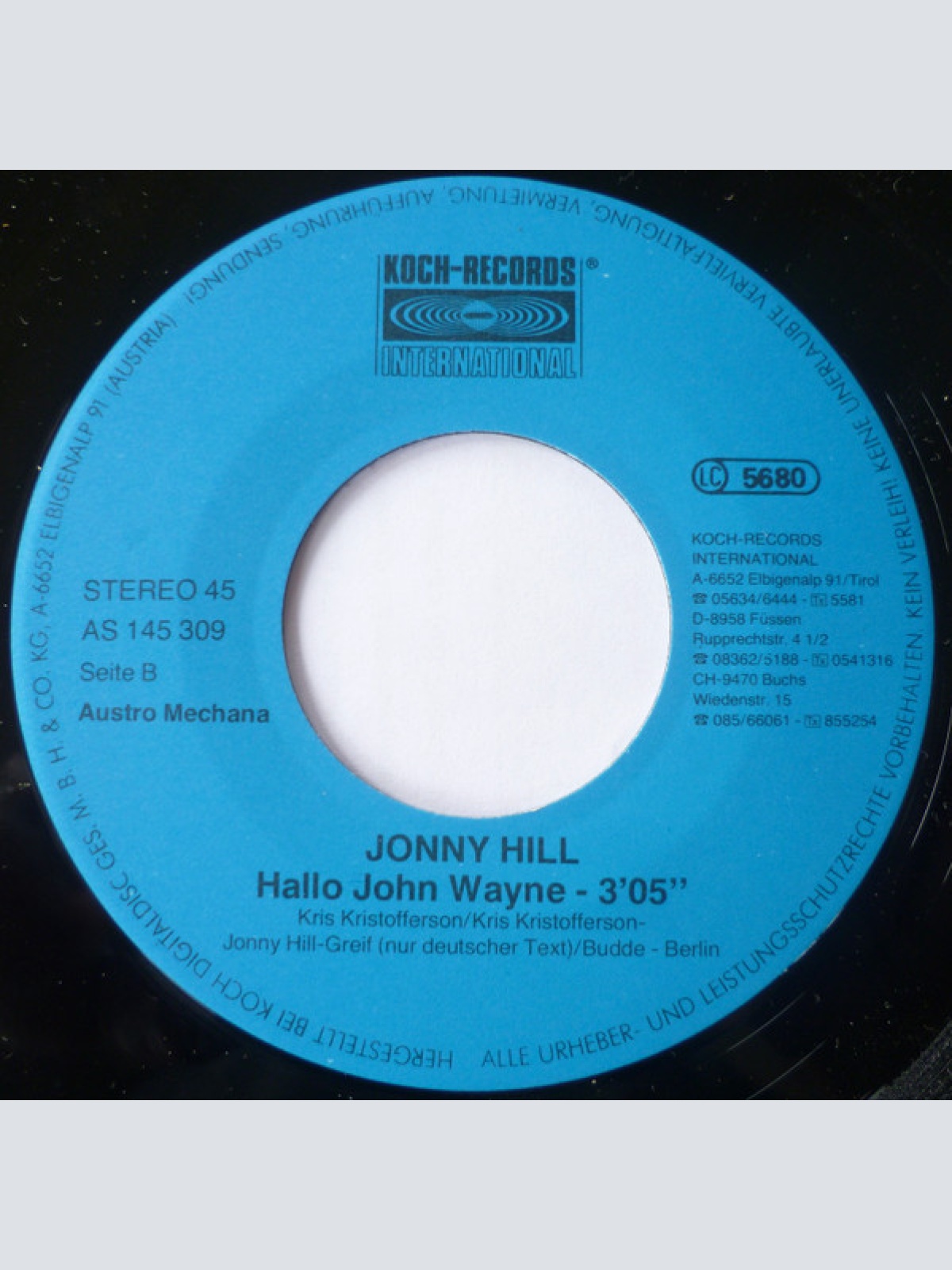 Vinyl / Jonny Hill - Nur Allzugern