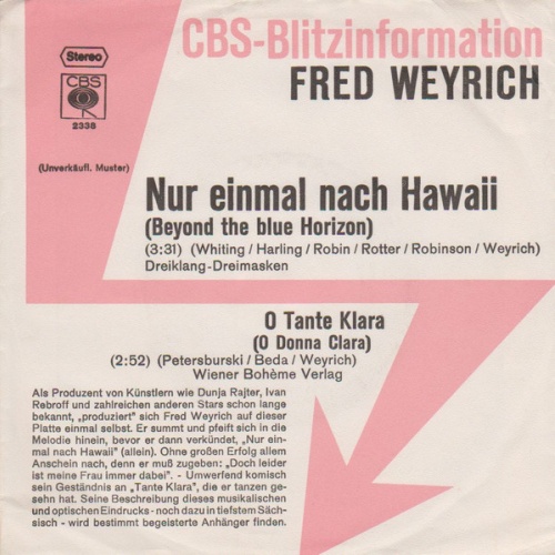 Vinyl / Fred Weyrich - Nur Einmal Nach Hawaii