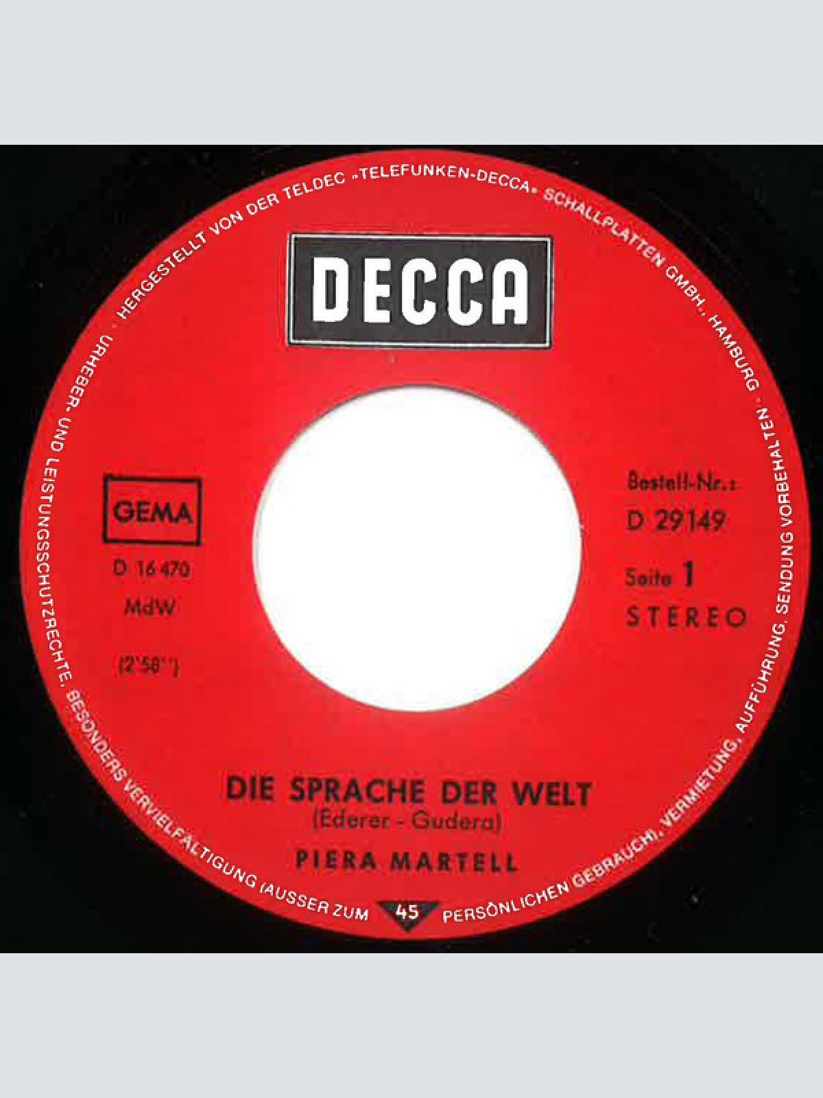 Vinyl / Piera Martell - Die Sprache Der Welt