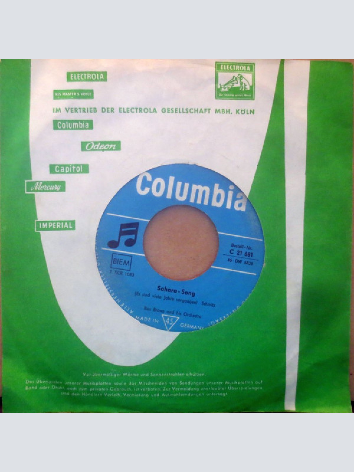 Vinyl / Rex Brown And His Orchestra* - Sahara-Song / Zum Abschied Reich Ich Dir Die Hände