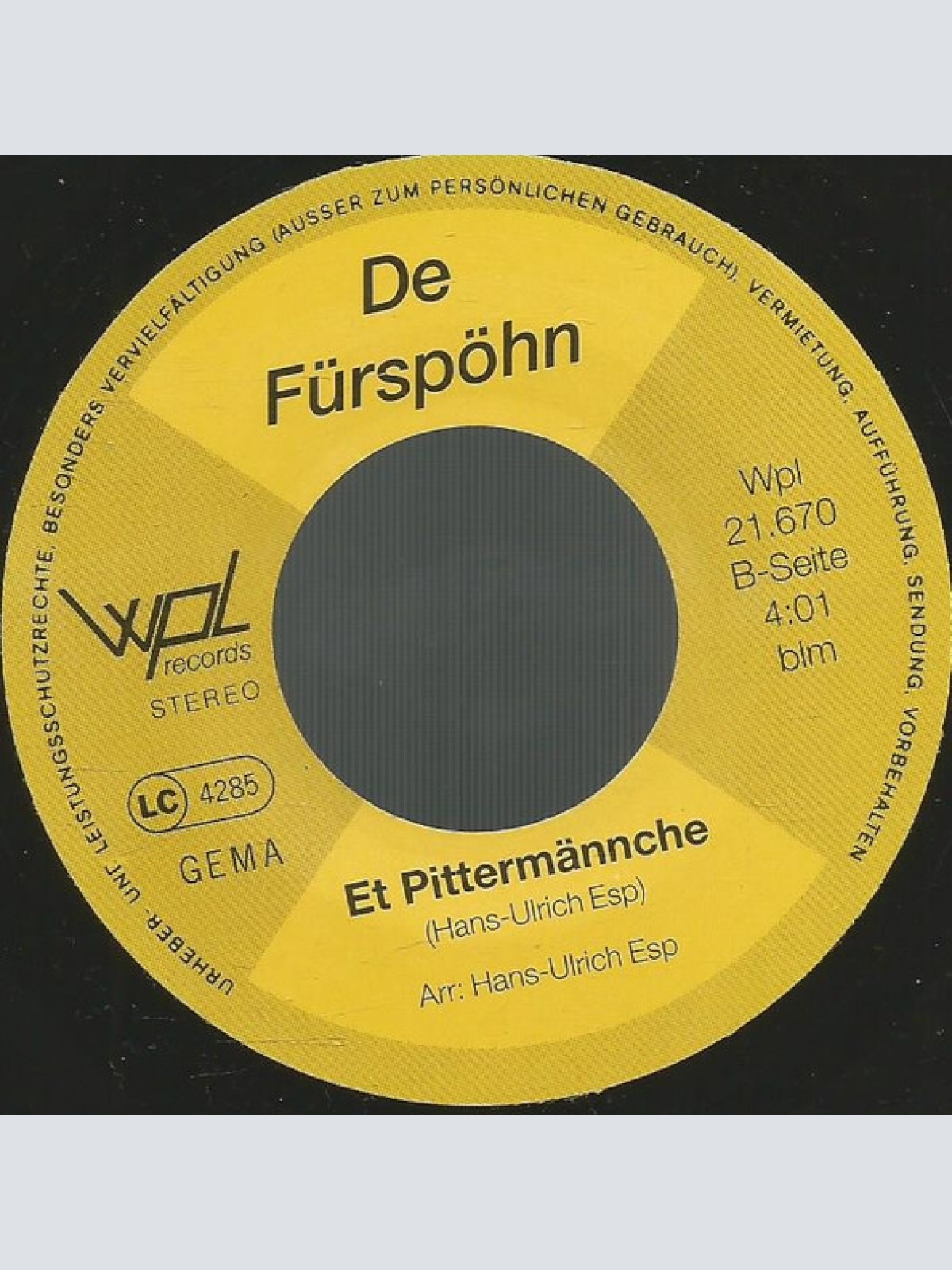 Vinyl / De Fürspöhn - Der Affentanz