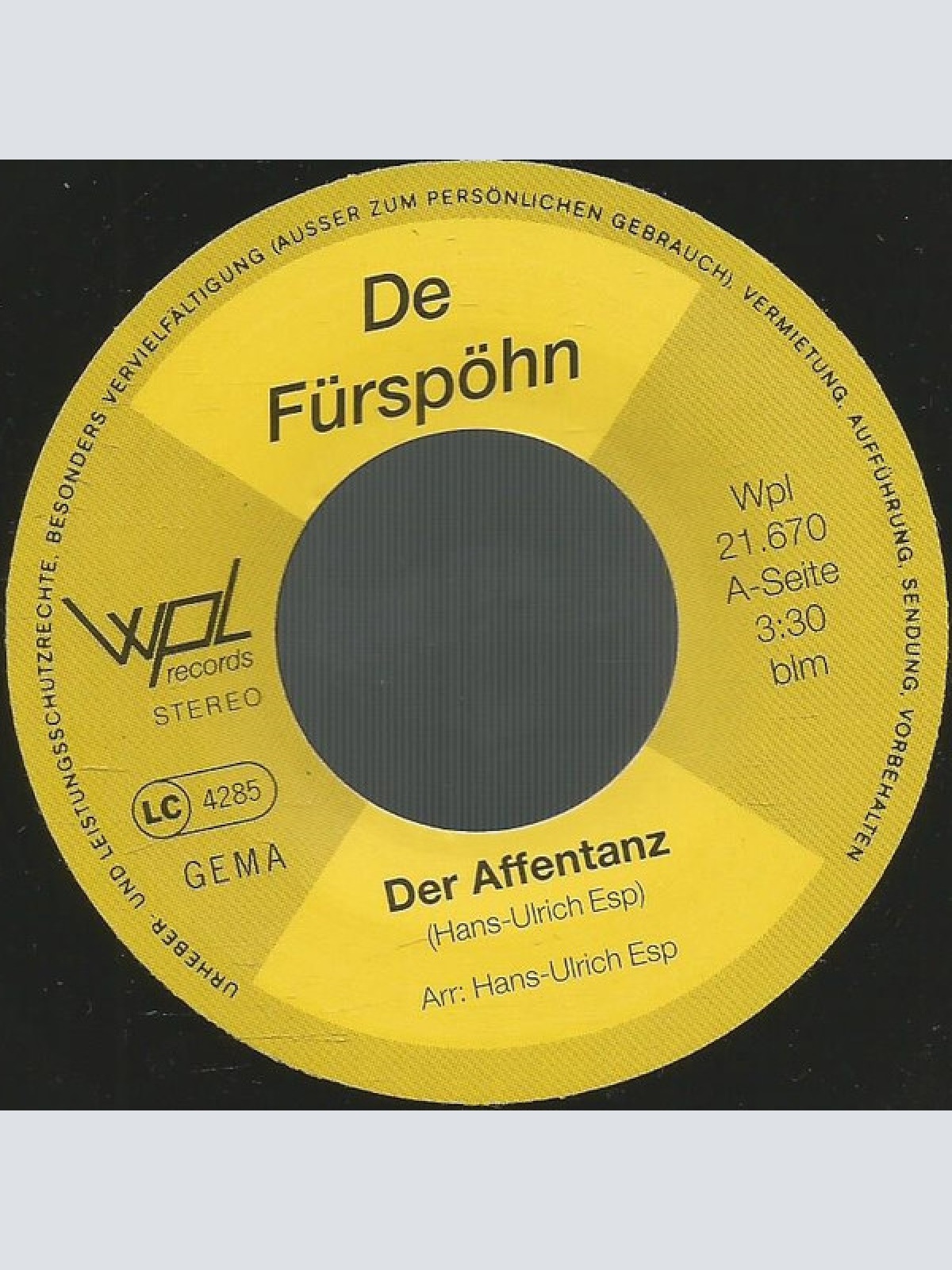 Vinyl / De Fürspöhn - Der Affentanz
