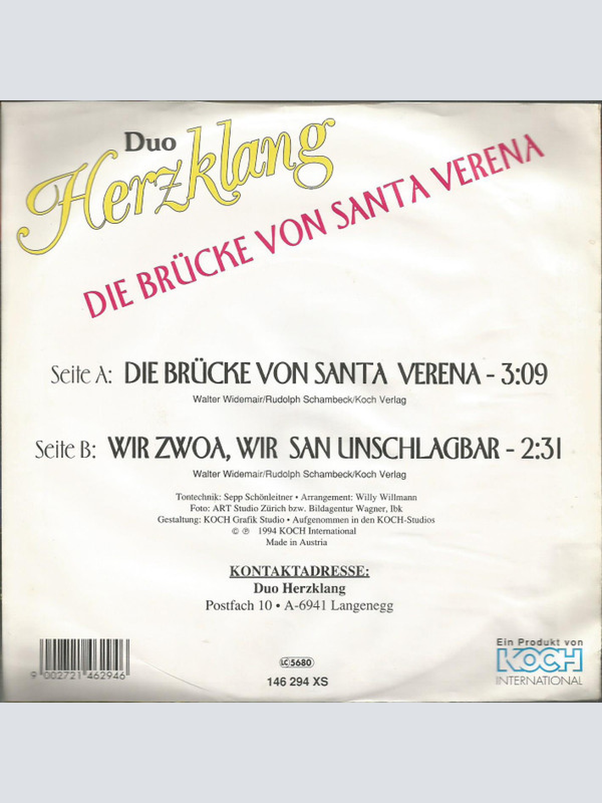 Vinyl / Duo Herzklang - Die Brücke Von Santa Verena