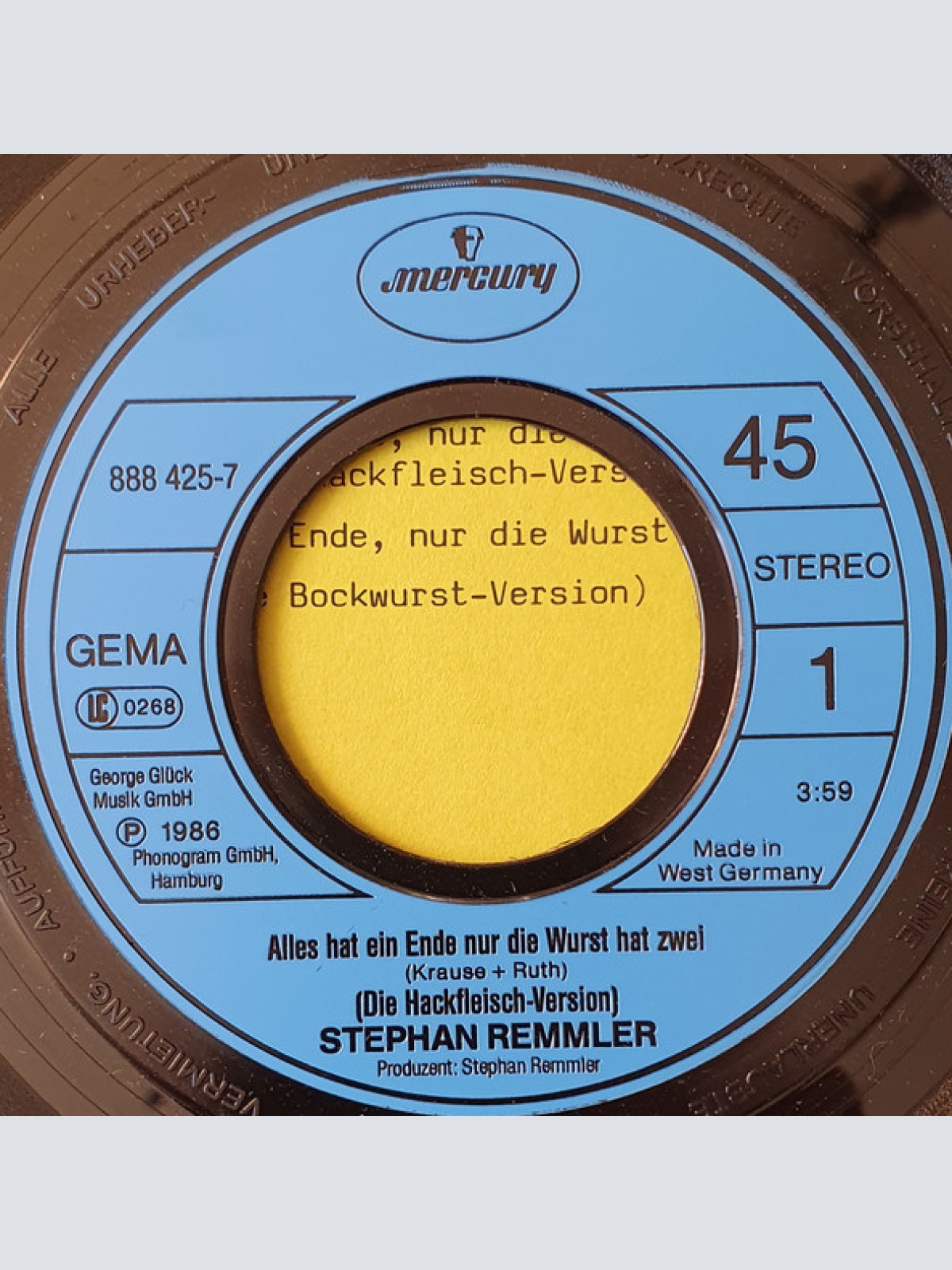 Vinyl / Rocky Und Die Rammler* - Alles Hat Ein Ende Nur Die Wurst Hat Zwei (Krause Und Ruth) (Die Hackfleisch-Version Und Die Bockwurst-Version)