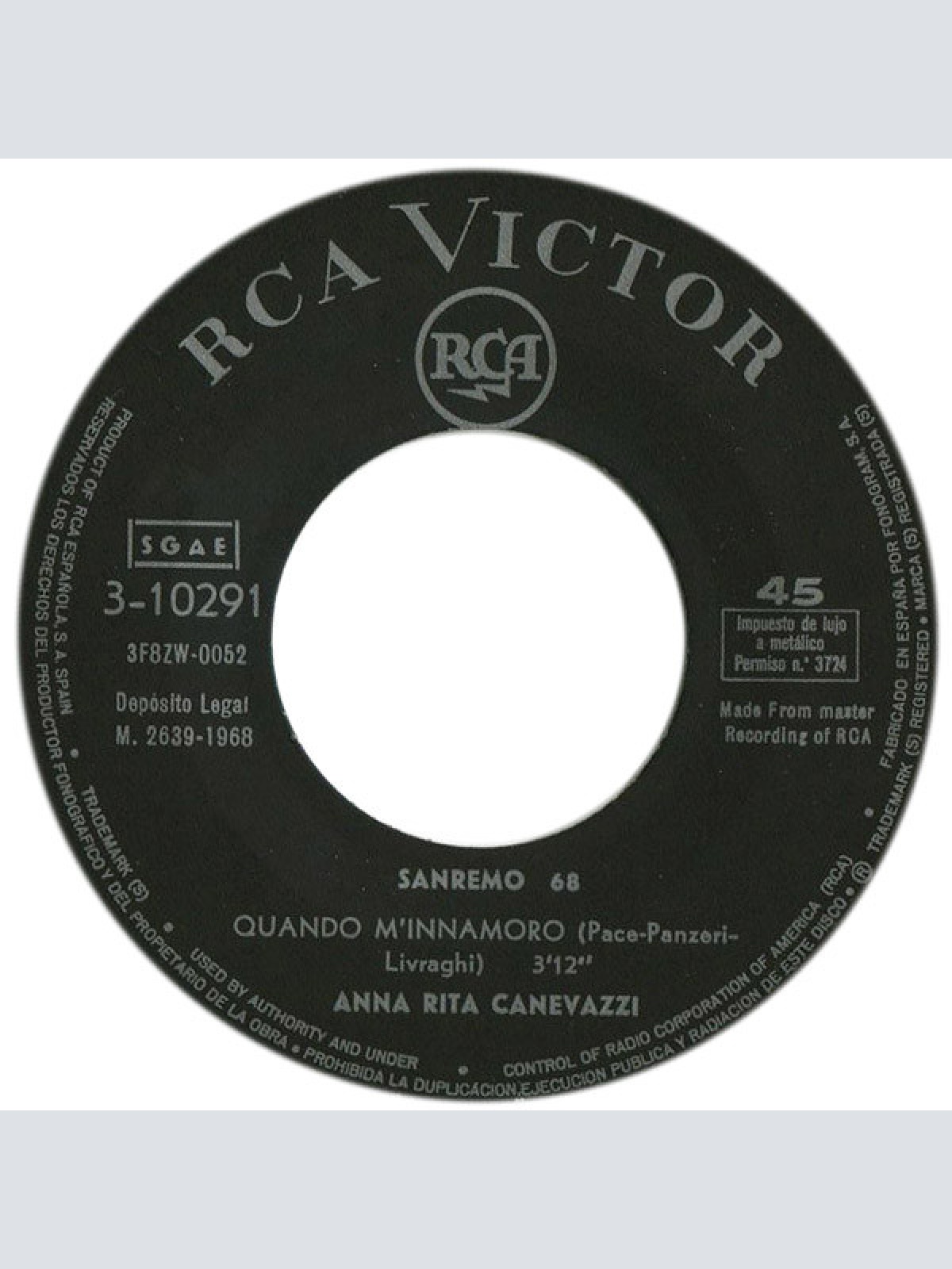 Vinyl / Filippo Di Bari / Anna Rita Canevazzi - Deborah (SanRemo 68)