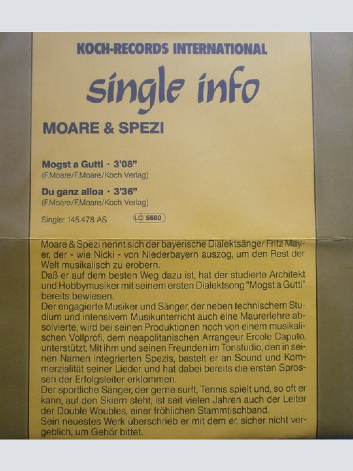 Vinyl / Moare Und Spezi* - Mogst A Gutti