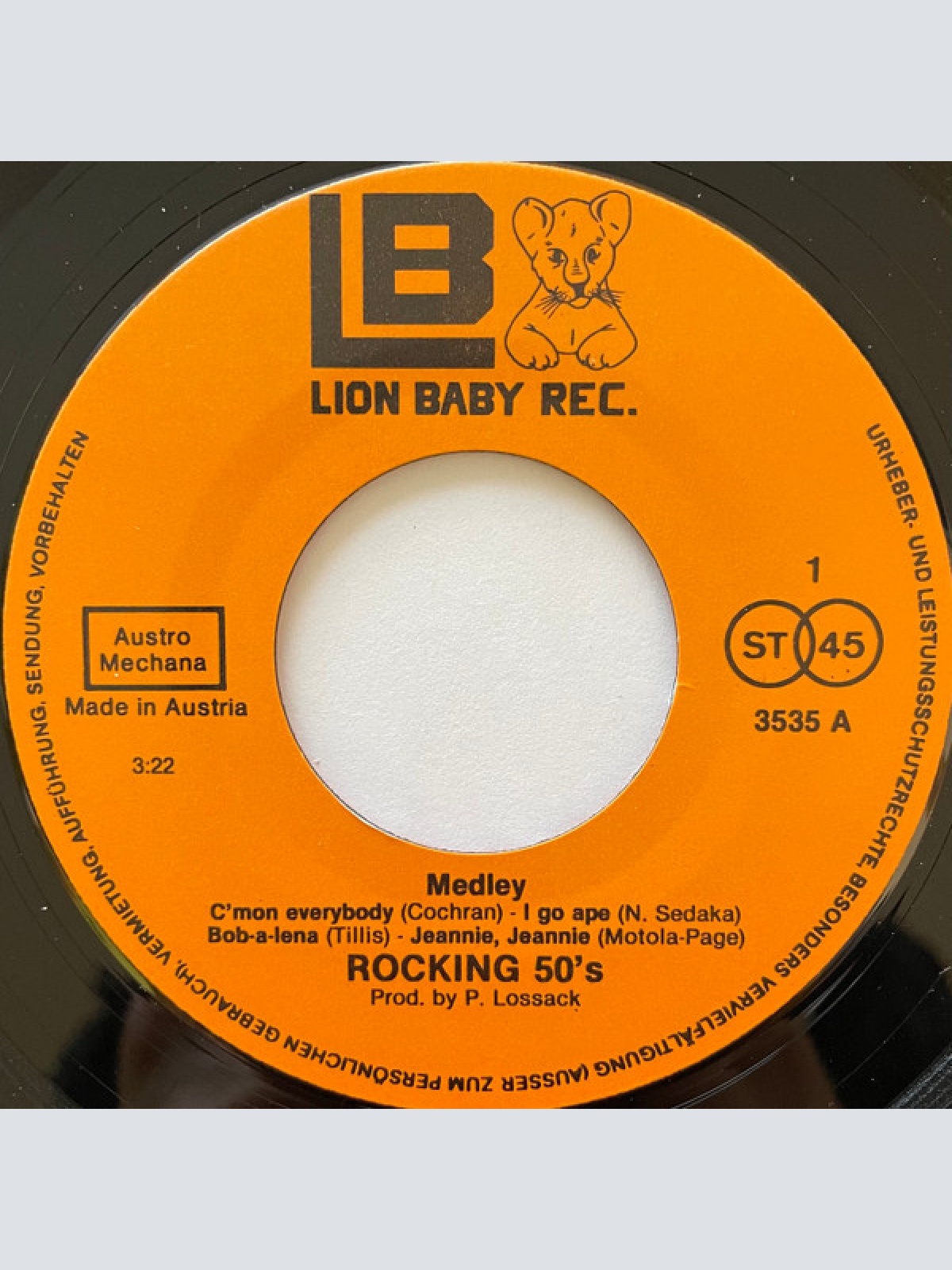 Vinyl / Rocking 50's - C'mon Everybody / I Go Ape / Bob-a-lena / Jeannie, Jeannie, Jeannie