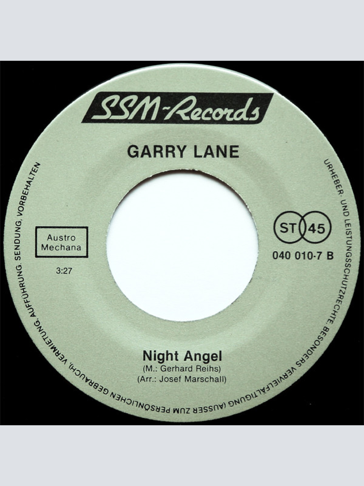 Vinyl / Garry Lane - I Foa Mit'n Auto / Night Angel