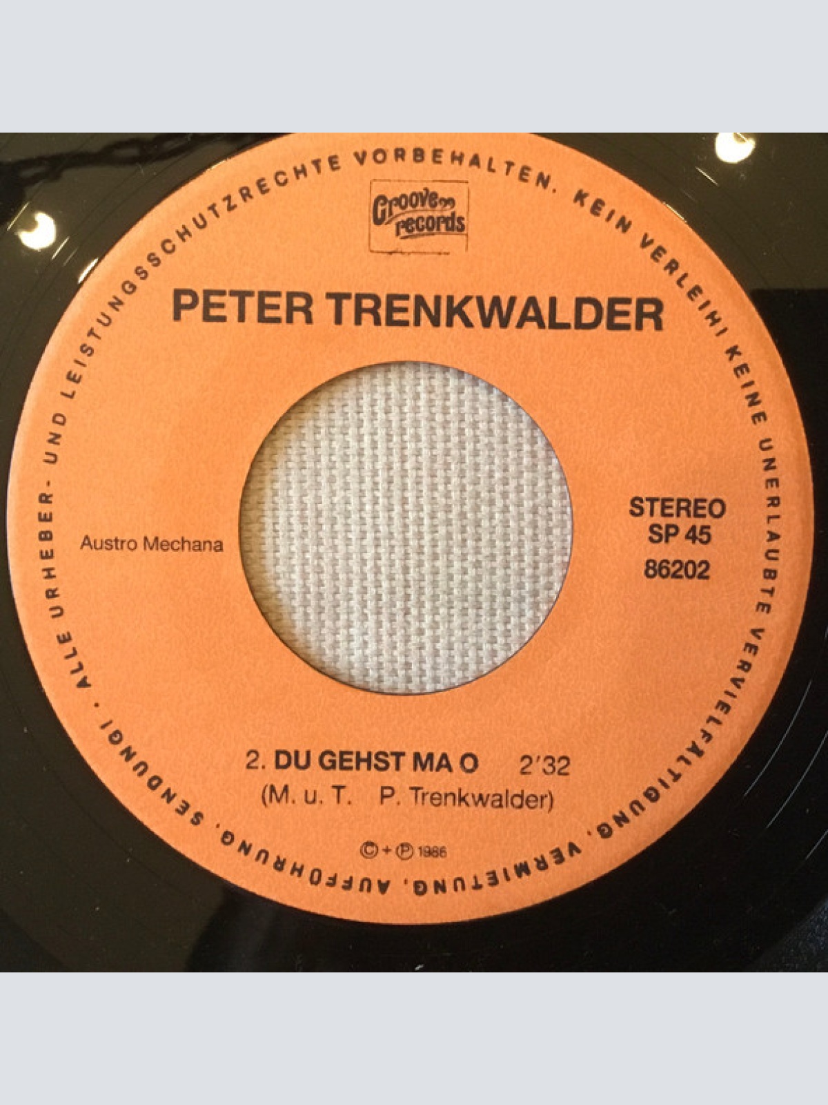 Vinyl / Peter Trenkwalder - Mei Blonder Engel / Du Gehst Ma O