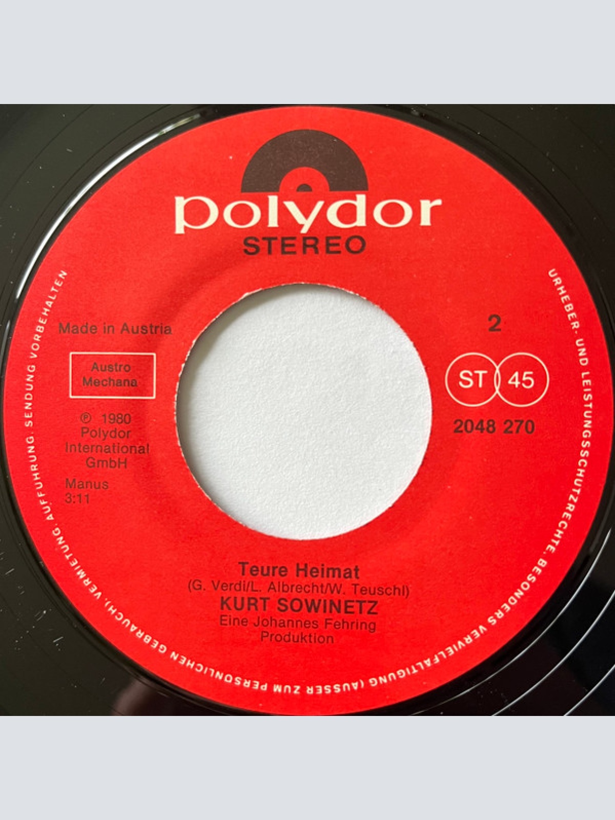 Vinyl / Kurt Sowinetz - Der Doktor Nehmer Hat Mir Einmal Die Hand Gereicht / Teure Heimat