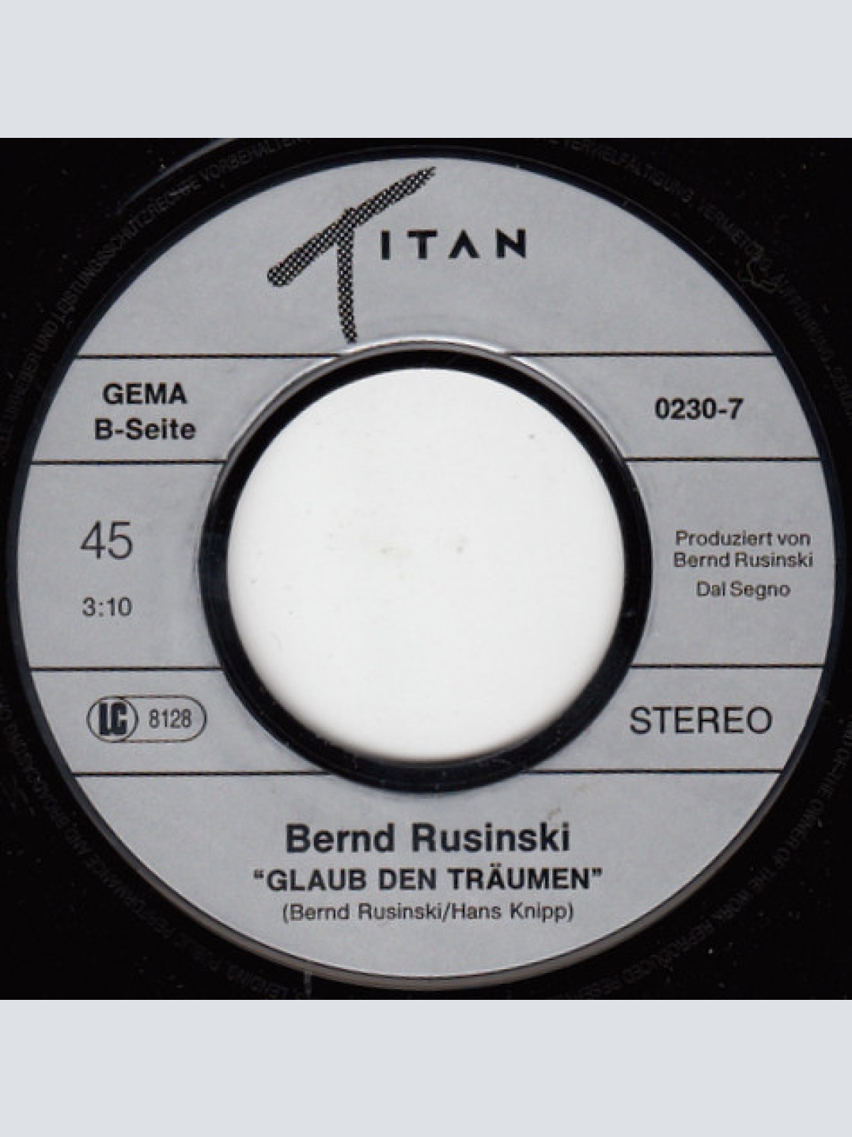 Vinyl / Bernd Rusinski - Ich Steh Kurz Davor