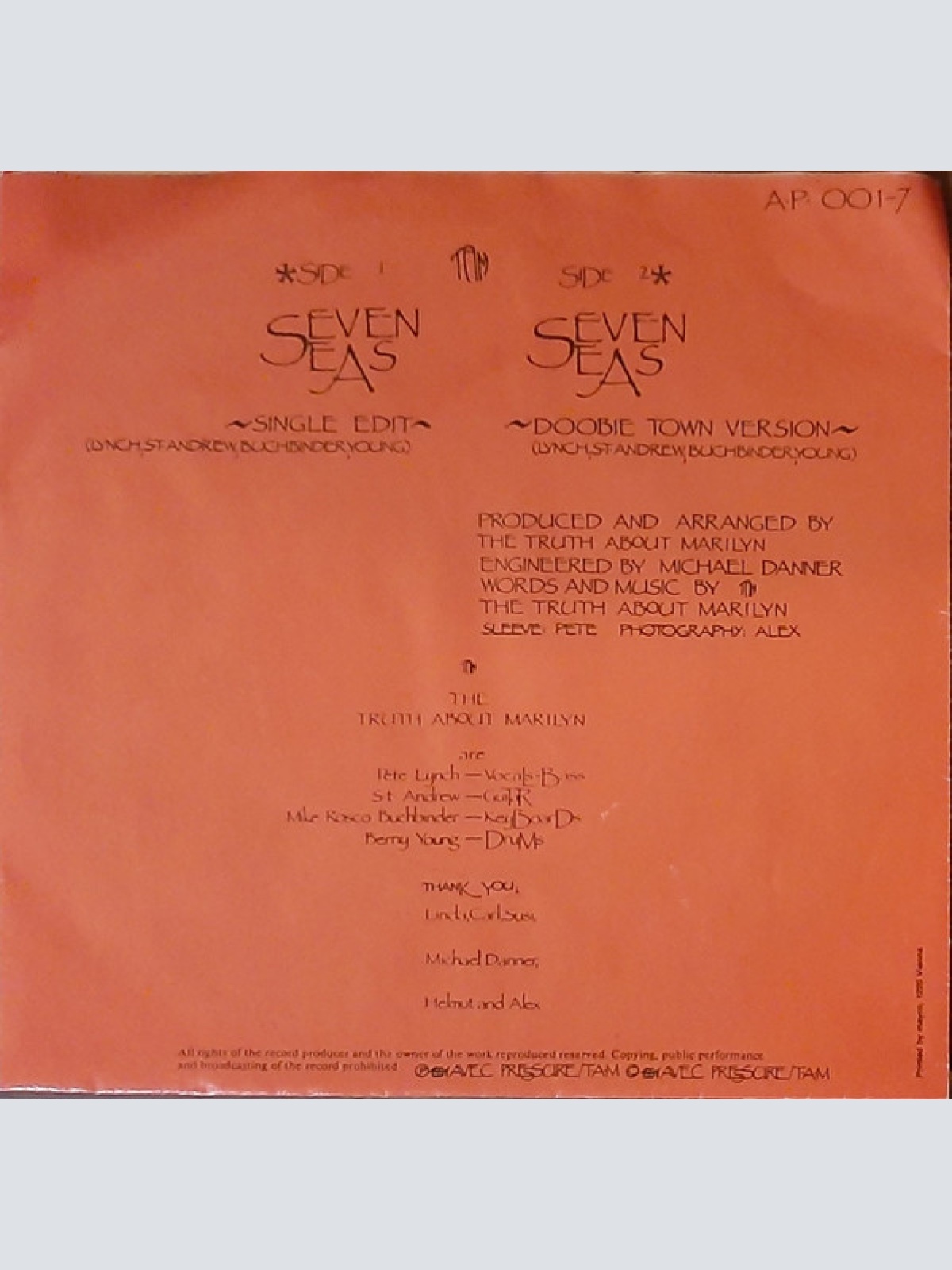 Vinyl / The Truth About Marilyn - Seven Seas