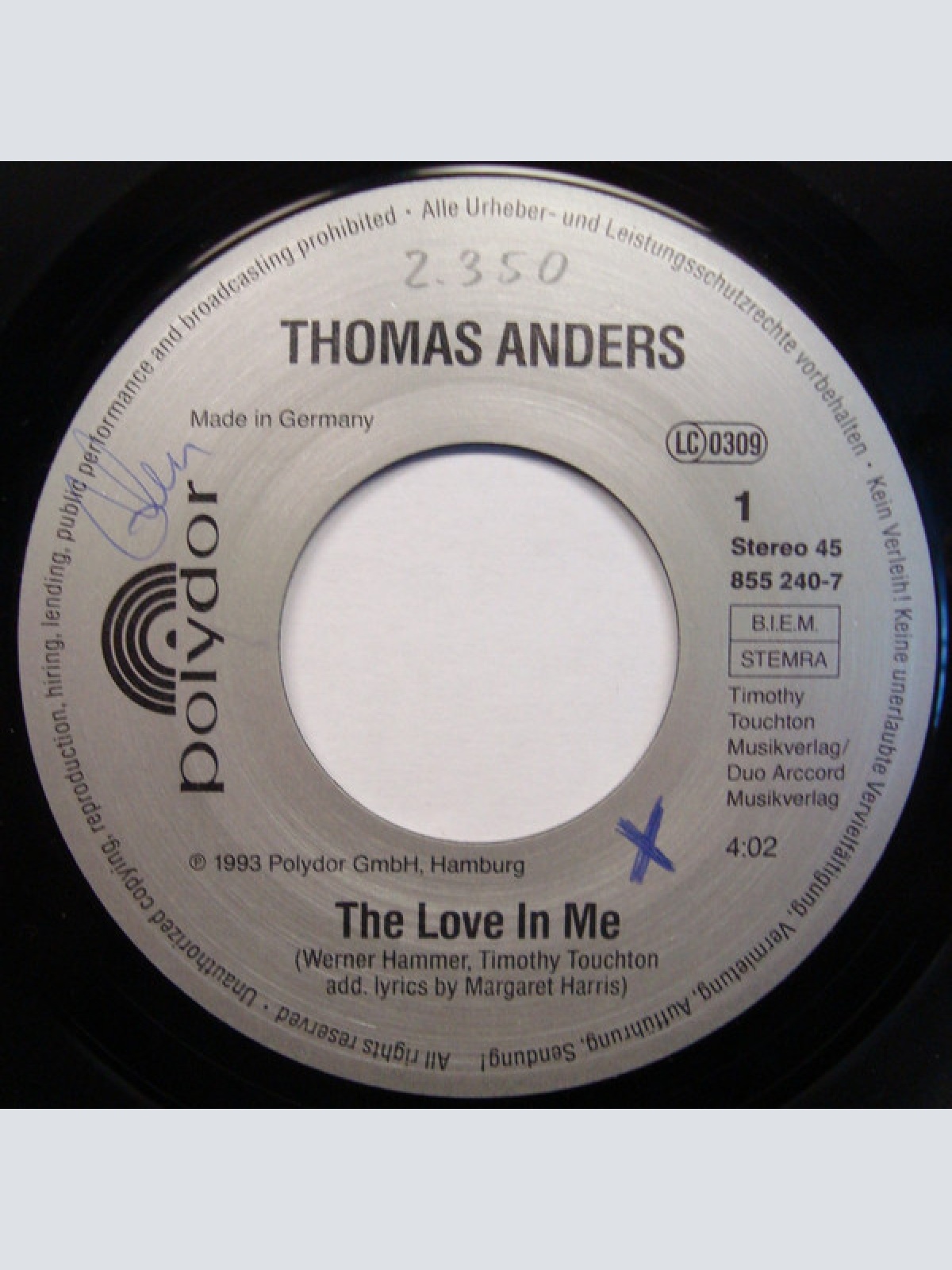 Vinyl / Thomas Anders - The Love In Me