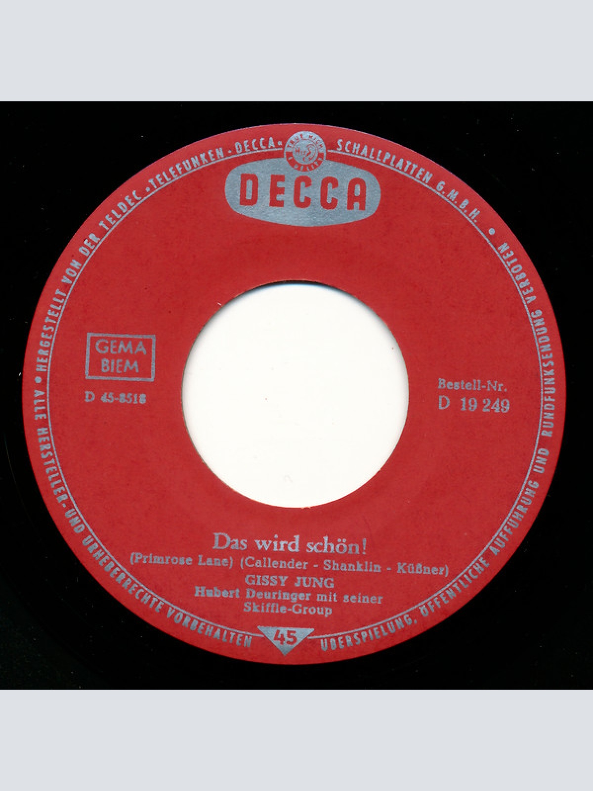 Vinyl / Gissy Jung - Das Wird Schön / Was Ich Heut' Geträumt Hab'