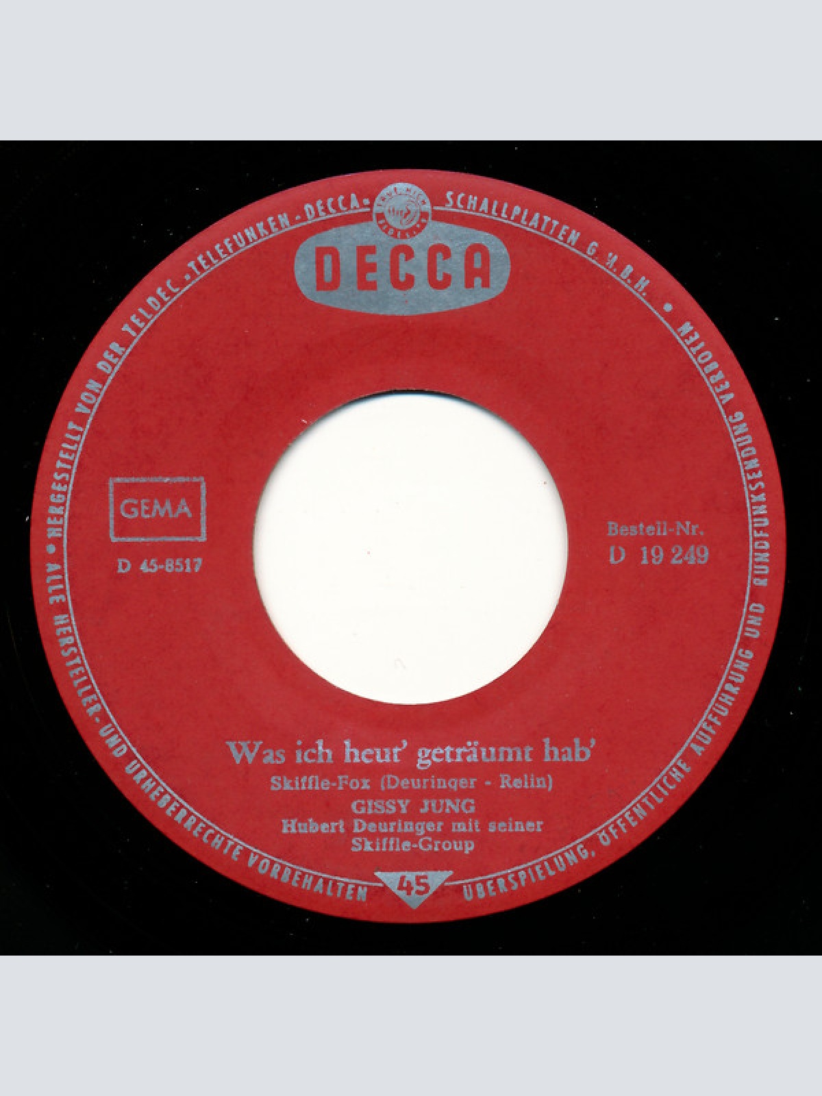 Vinyl / Gissy Jung - Das Wird Schön / Was Ich Heut' Geträumt Hab'