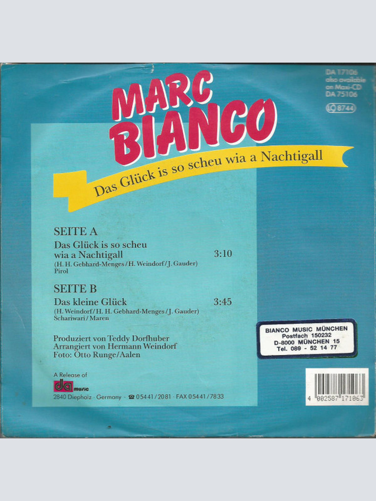 Vinyl / Marc Bianco - Das Glück Is So Scheu Wia A Nachtigall