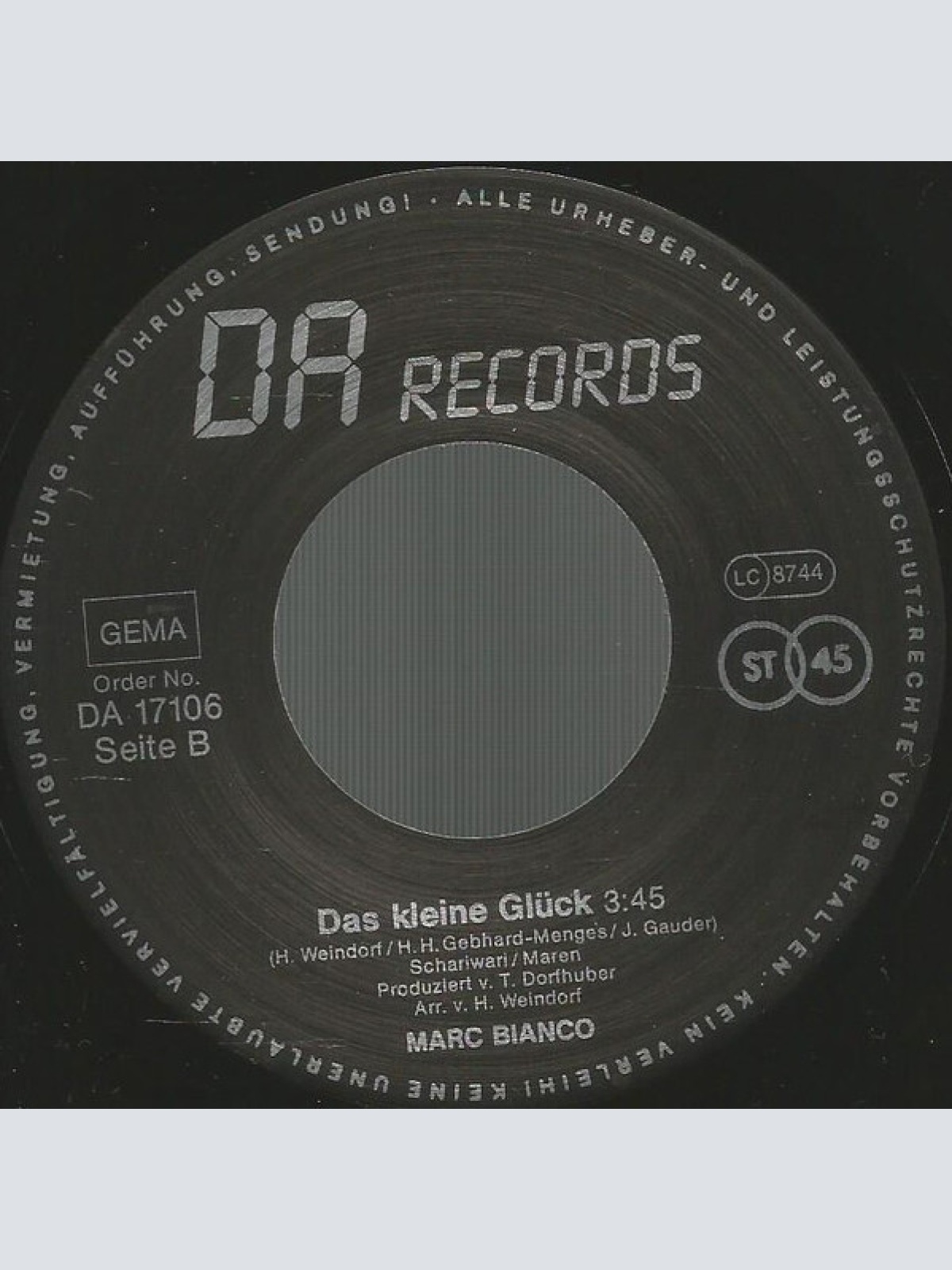 Vinyl / Marc Bianco - Das Glück Is So Scheu Wia A Nachtigall
