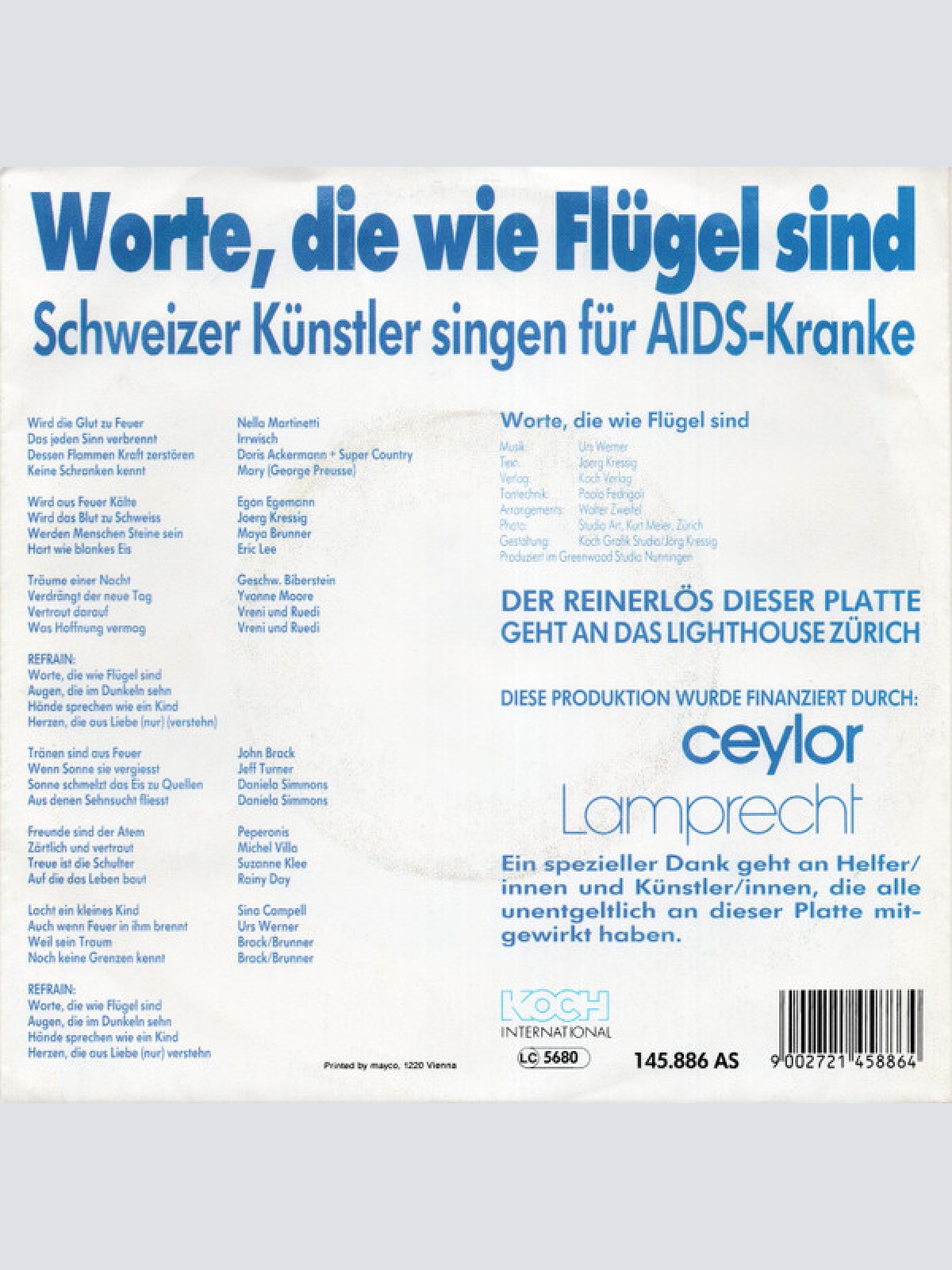 Vinyl / Various - Worte Die Wie Flügel Sind (Schweizer Künstler Singen Für AIDS-Kranke)