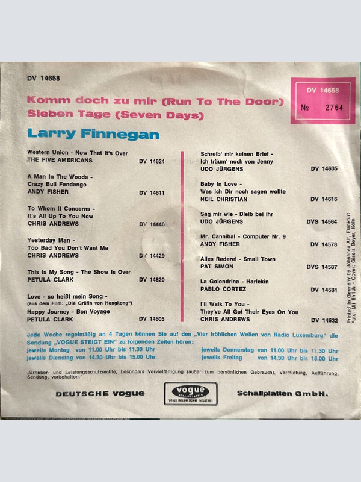 Vinyl / Larry Finnegan - Komm Doch Zu Mir