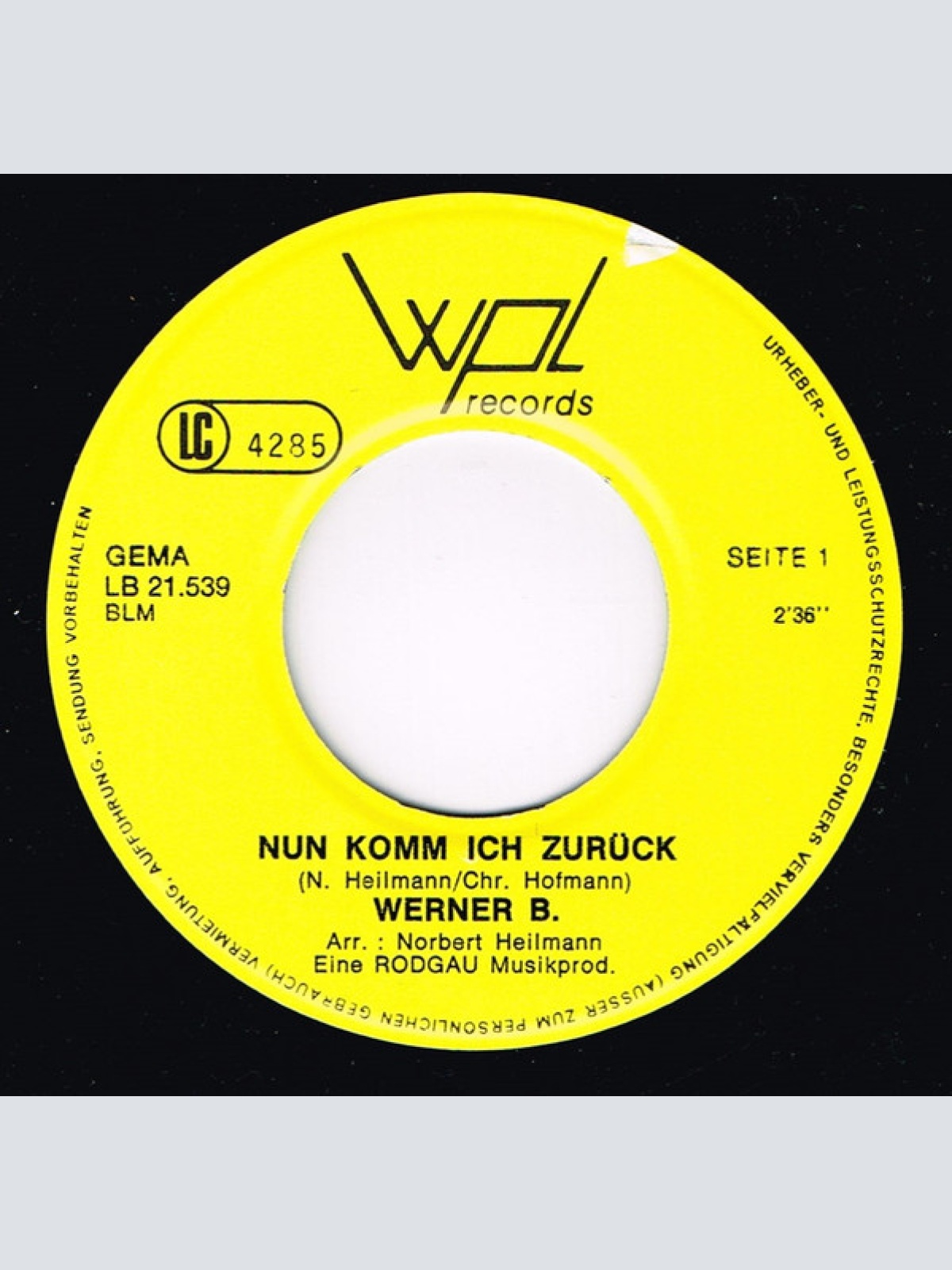 Vinyl / Werner B. - Nun Komm Ich Zurück / Marina