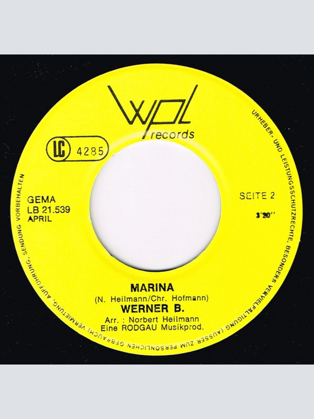 Vinyl / Werner B. - Nun Komm Ich Zurück / Marina