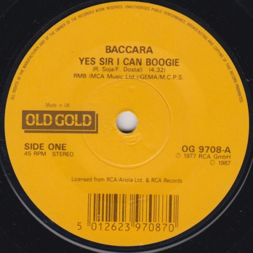 Vinyl / Baccara - Yes Sir, I Can Boogie / Sorry I'm A Lady