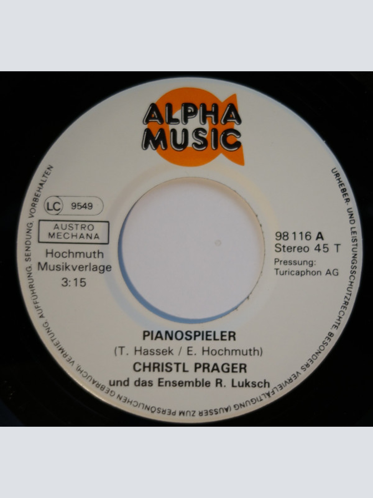 Vinyl / Christl Prager - Pianospieler