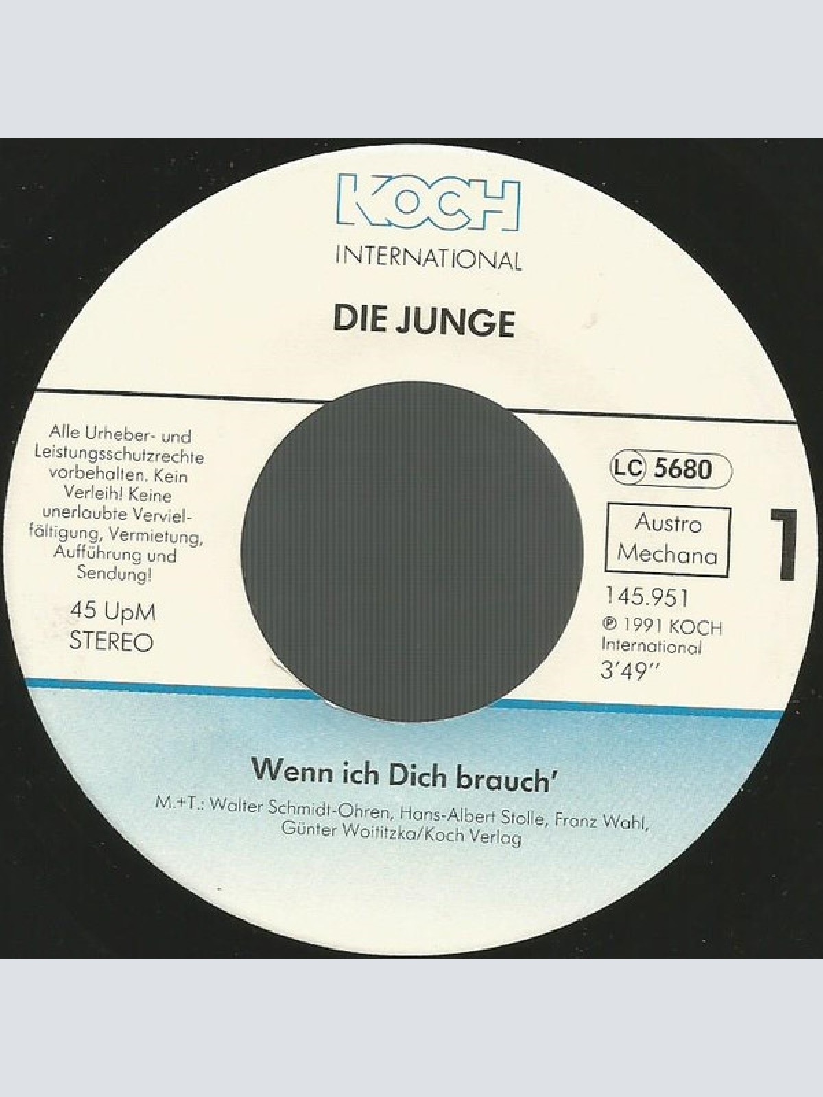 Vinyl / Die Junge* - Wenn Ich Dich Brauch'