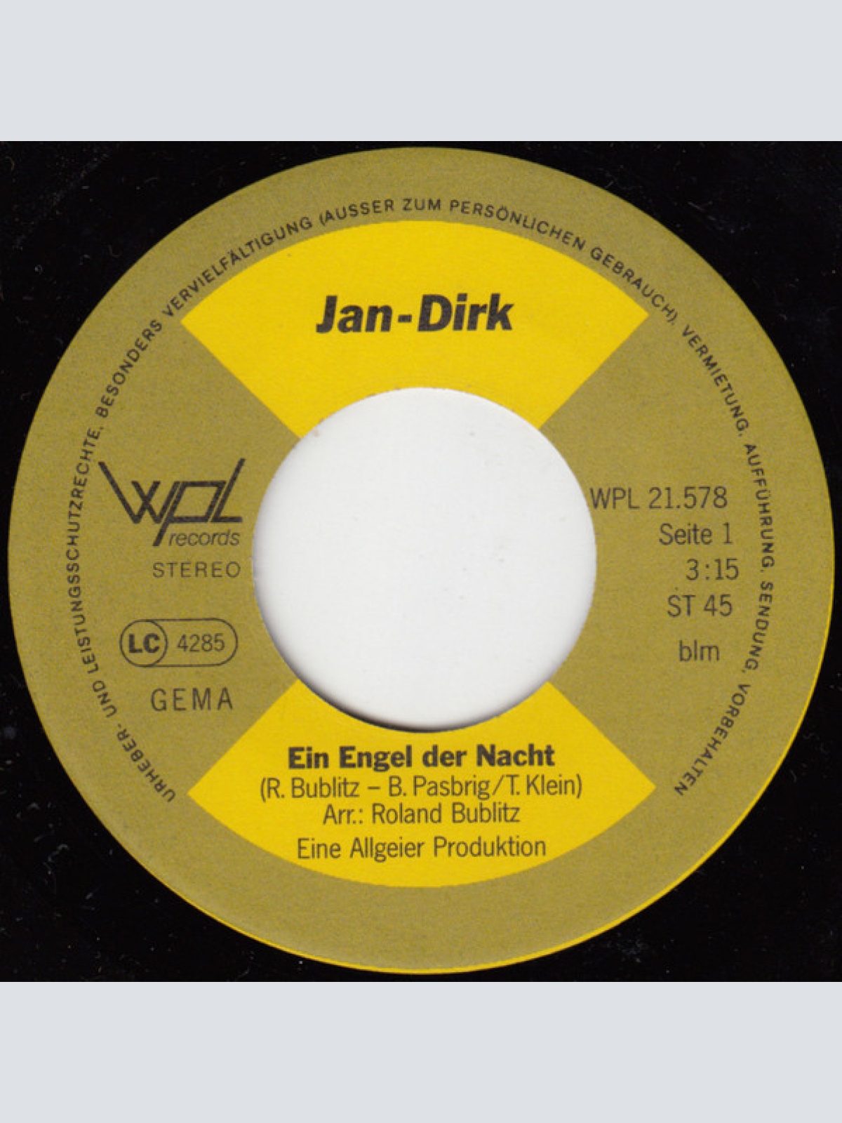 Vinyl / Jan-Dirk - Ein Engel Der Nacht