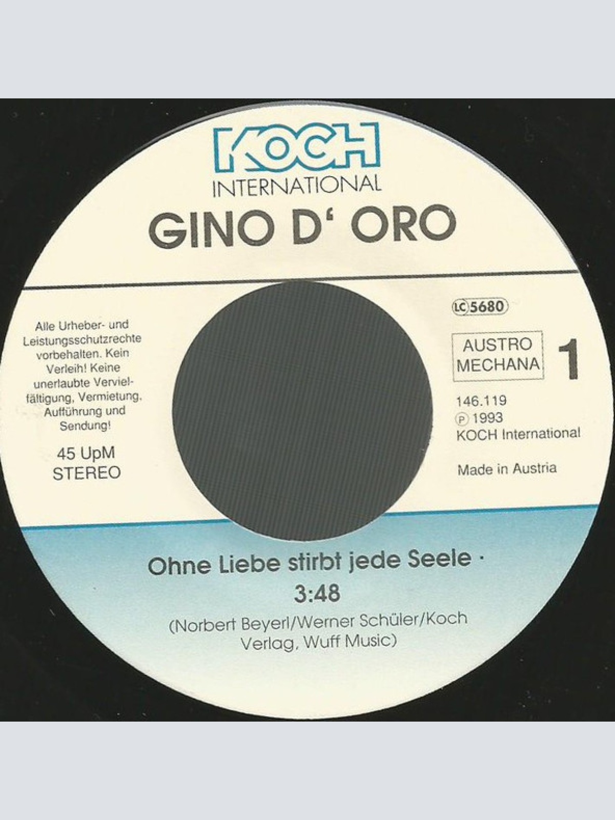 Vinyl / Gino D'Oro - Ohne Liebe Stirbt Jede Seele