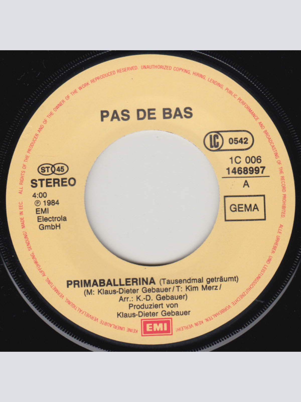 Vinyl / Pas De Bas - Primaballerina