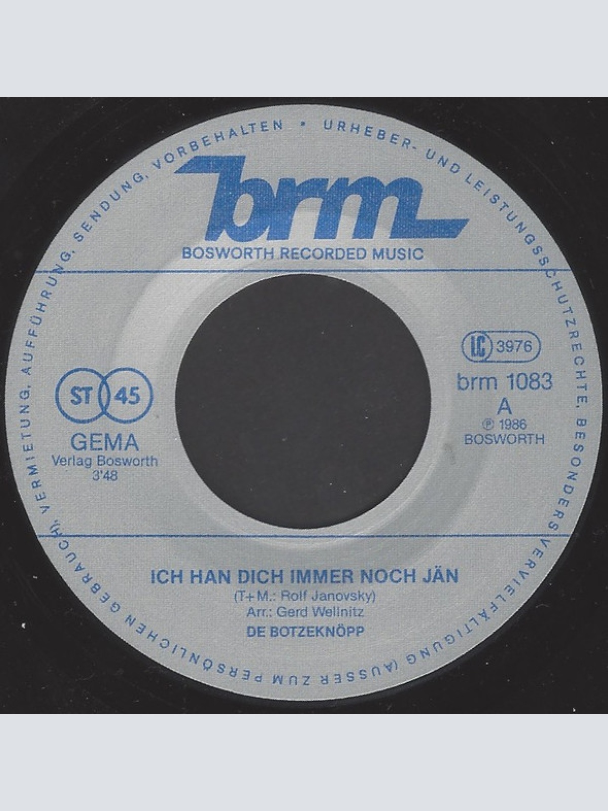 Vinyl / De Botzeknöpp - Ich Han Dich Immer Noch Jän / Die Dicke Lola