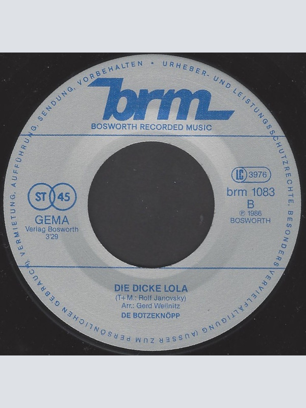 Vinyl / De Botzeknöpp - Ich Han Dich Immer Noch Jän / Die Dicke Lola