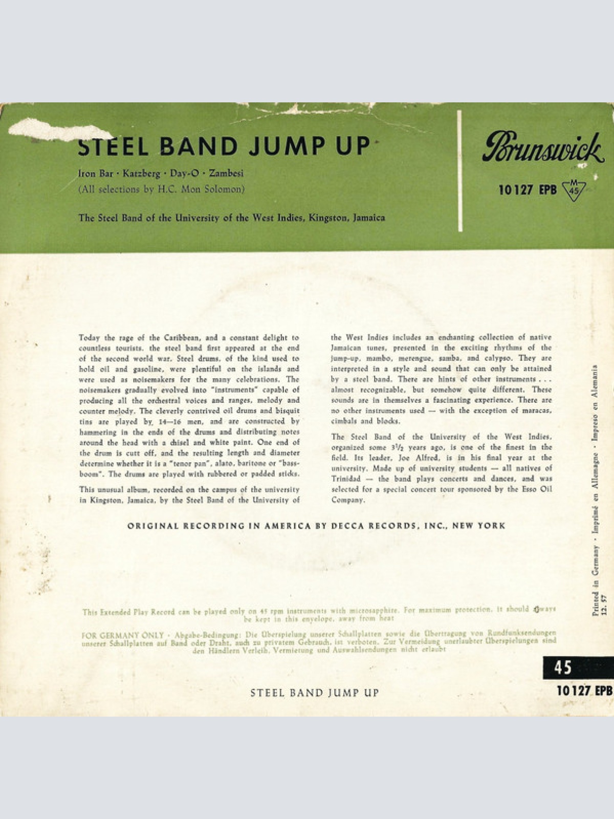 Vinyl / The Steel Band Of The University Of The West Indies, Kingston, Jamaica* - Steel Band Jump Up