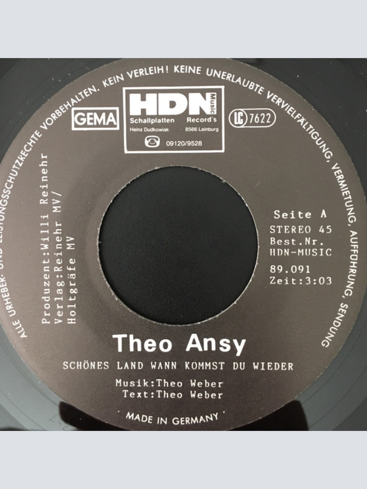 Vinyl / Theo Ansy - Schönes Land Wann Kommst Du Wieder