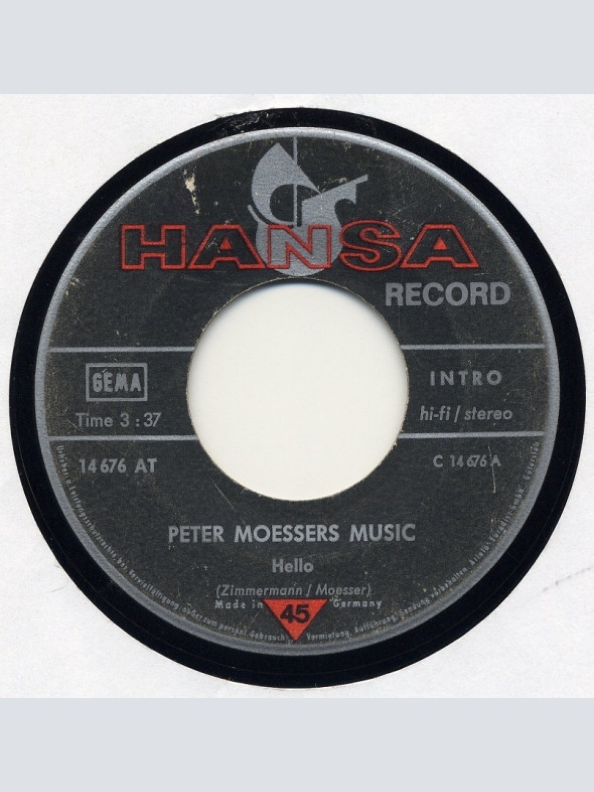 Vinyl / Peter Moessers Music* - Hello / Bye Bye