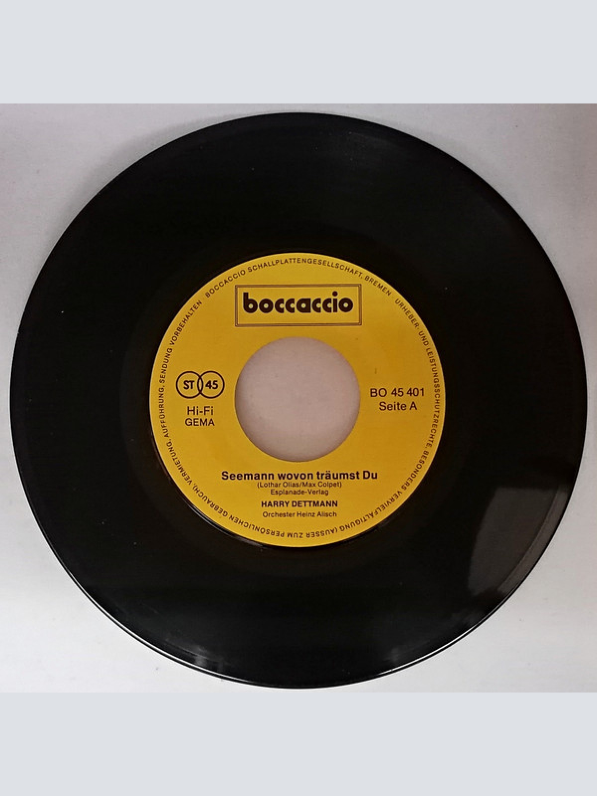 Vinyl / Harry Dettmann - Seemann Wovon Träumst Du / Hey Jungs Prost