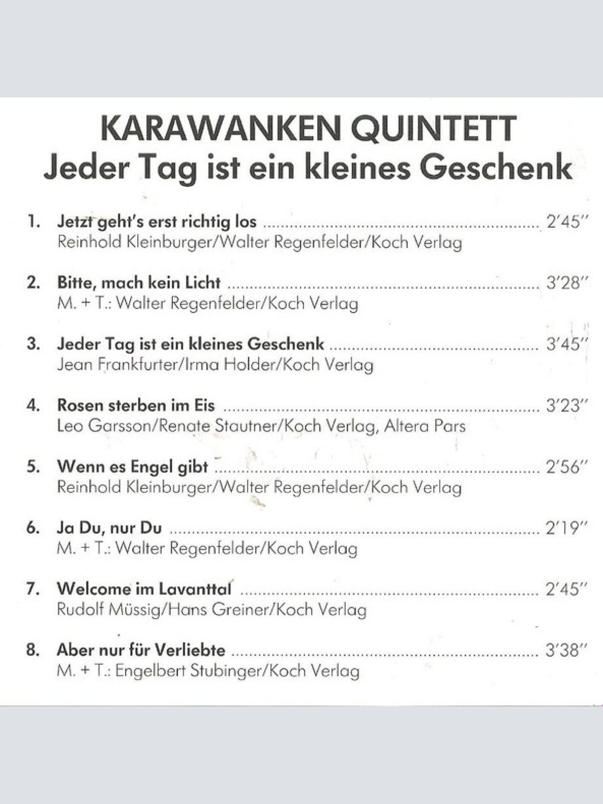 CD / Karawanken Quintett - Jeder Tag Ist Ein Kleines Geschenk