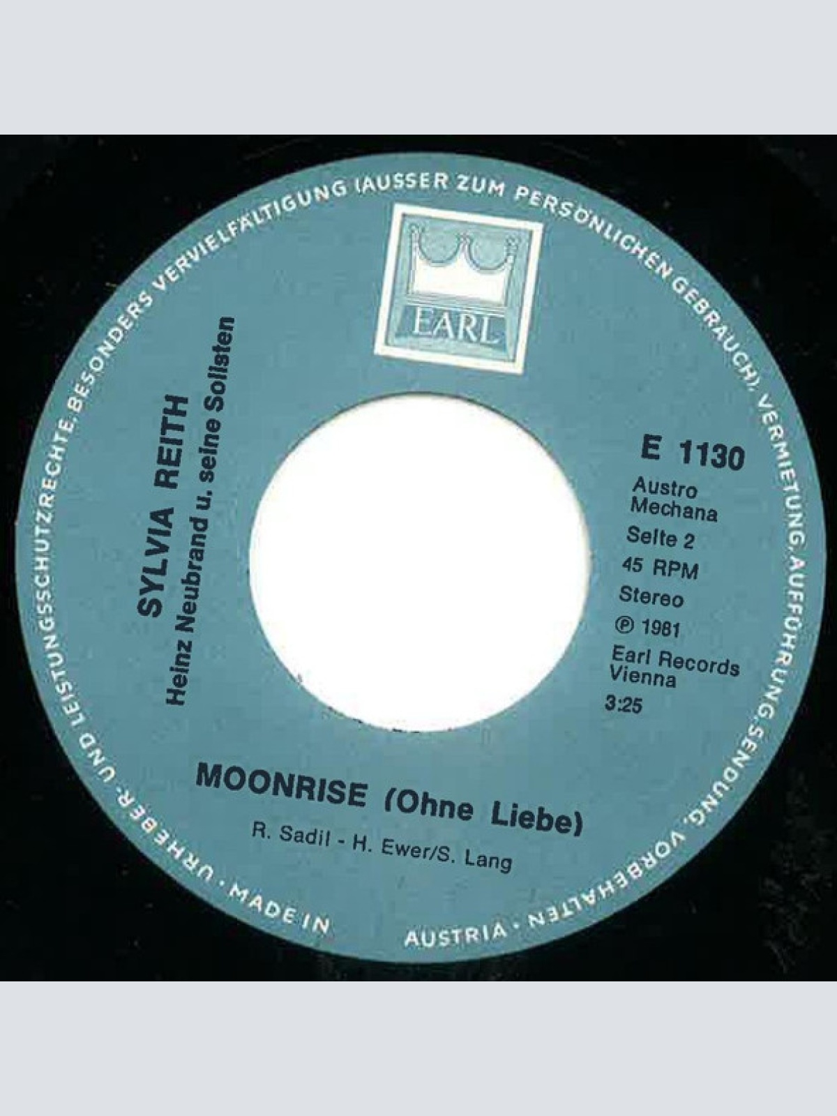Vinyl / Sylvia Reith - Bleib So Wie Du Bist / Moonrise (Ohne Liebe)