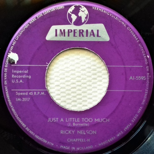 Vinyl / Ricky Nelson (2) - Sweeter Than You / Just A Little Too Much